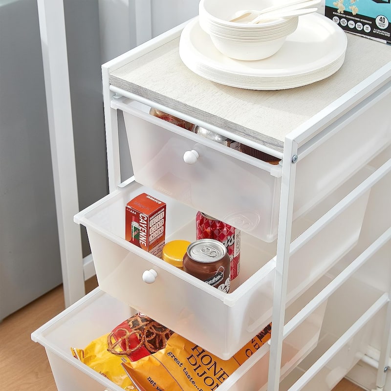 Suprima® Storage Carts - 4 Drawer Woodtop Shelf by DormCo