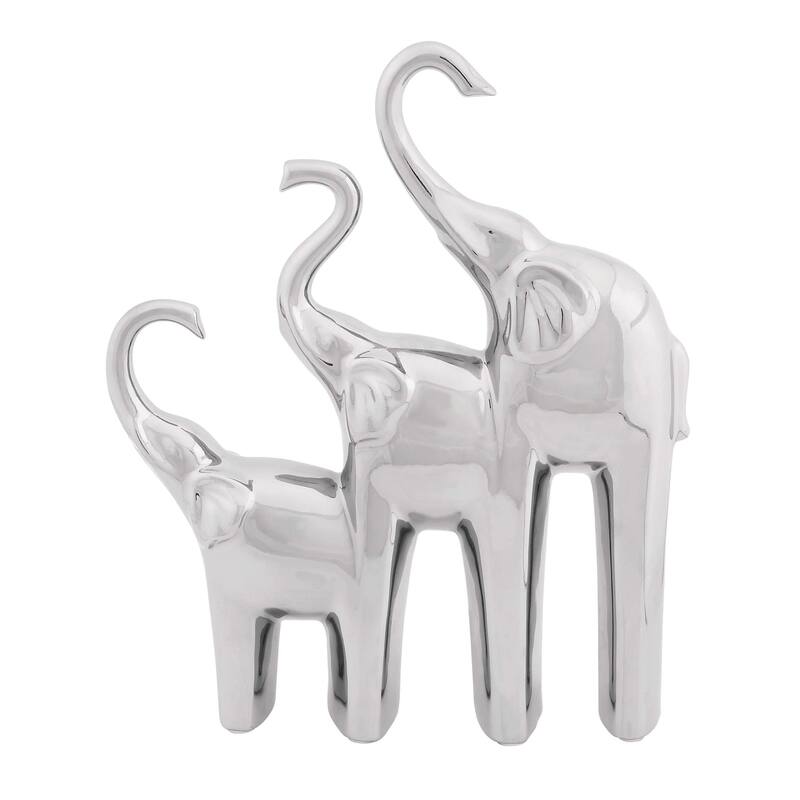 Ceramic Elephant Decorative Sculpture - Silver - Roche River Decor - Silver
