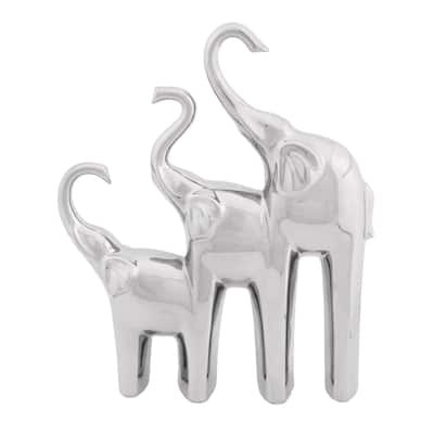 Ceramic Elephant Decorative Sculpture - Silver - Roche River Decor