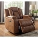 preview thumbnail 2 of 3, Leatherette and Wood Power Recliner in Brown Finish