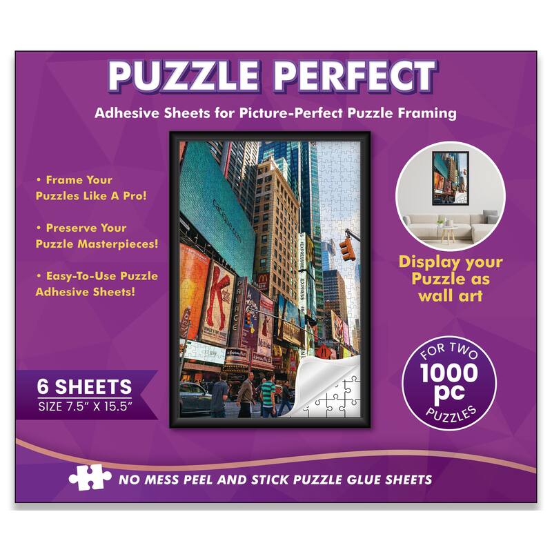 20x27 Jigsaw Puzzle Frame Kit - Kit Includes Puzzle Glue Sheets, Silver Wood Puzzle Frame with White Mat