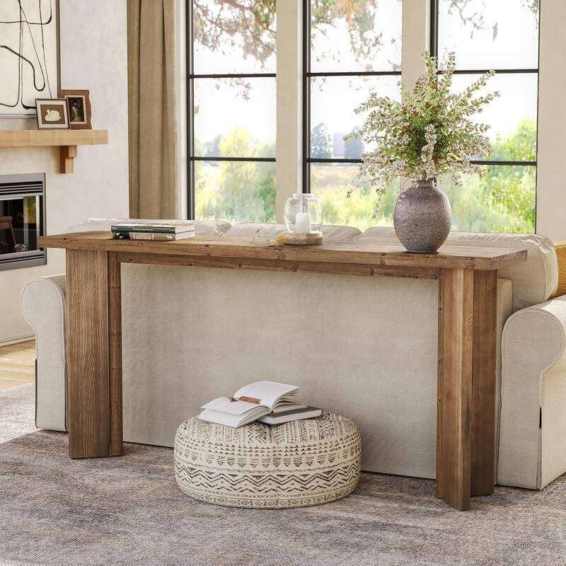 70.9-Inch Solid Wood Console Table, Narrow Long Entryway Table, Sofa Table Behind Couch - Wood - Brown