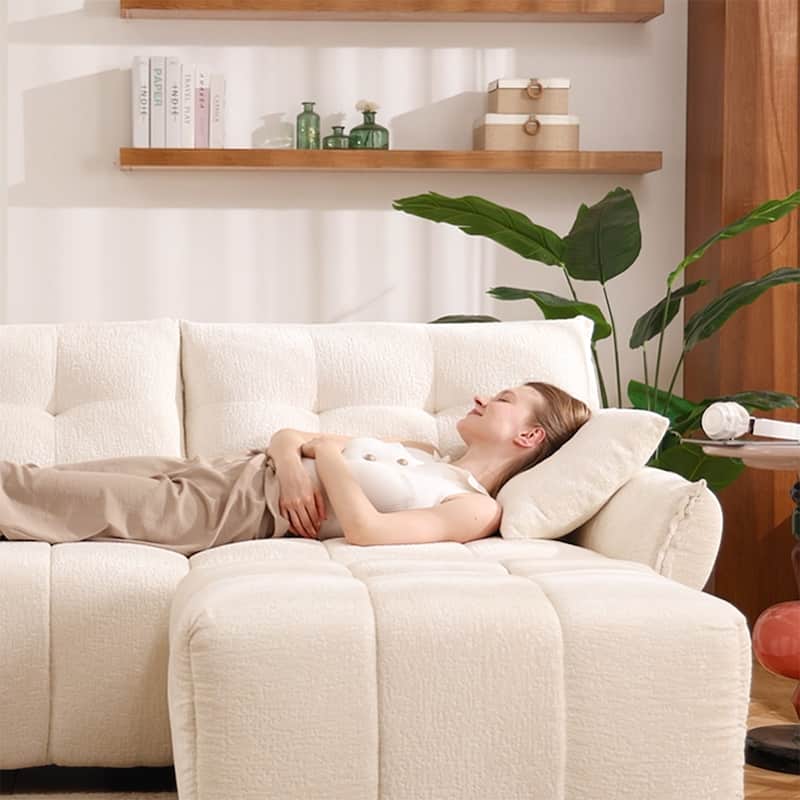 Modular 4-Seat Chenille Sofa Set with 2 Ottomans, High-Resilience Cushions and Solid Wood Frame
