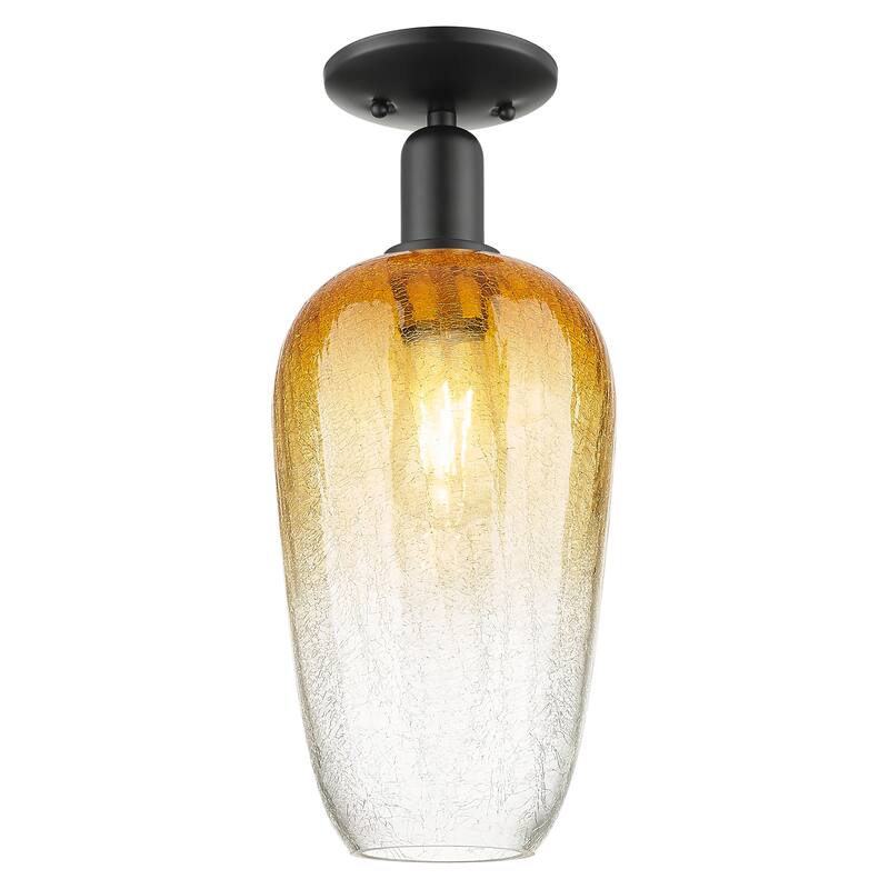 Innovations Lighting Downtown Urban - Brookhaven Flute - 1 Light 7" Semi-Flush Mount Light - Amber Shade/Matte Black