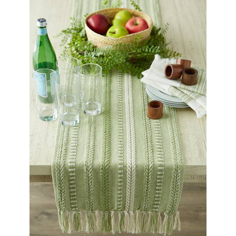 DII Black Braided Stripe Table Runner