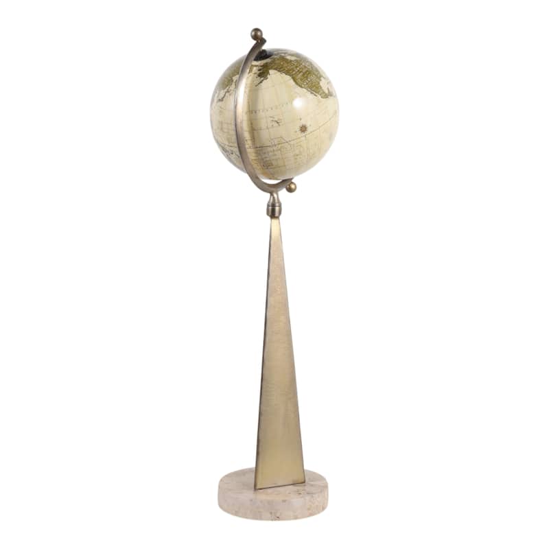 Decorative Tall Globe Statue with Sculpture Base - 30", Bronze - 30.0"