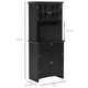preview thumbnail 12 of 23, HOMCOM Kitchen Buffet Hutch Wooden Storage Cupboard with Framed Glass Door, Drawer and Microwave Space - 27"x15.75"x64.5"