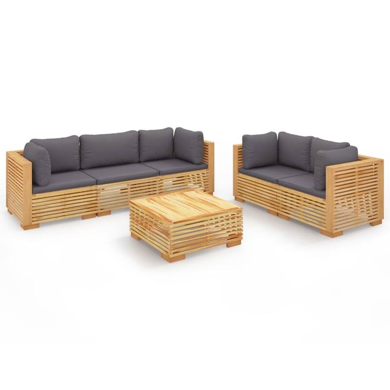vidaXL 3 Piece Patio Lounge Set with Cushions Solid Wood Teak - 27.4" x 27.4" x 23.6"