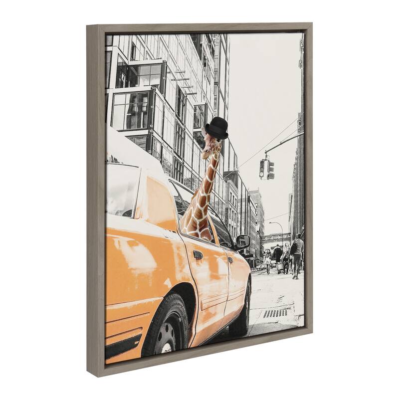 Kate and Laurel Sylvie Giraffe in New York Canvas by July Art Prints