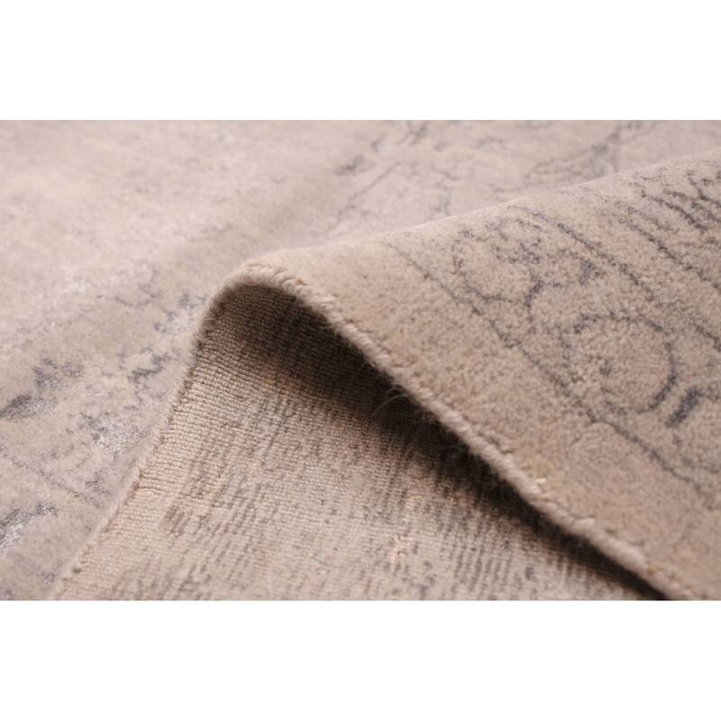 ECARPETGALLERY Hand Loomed Elysian Light Grey Viscose, Wool Rug - 6'8 x 10'0