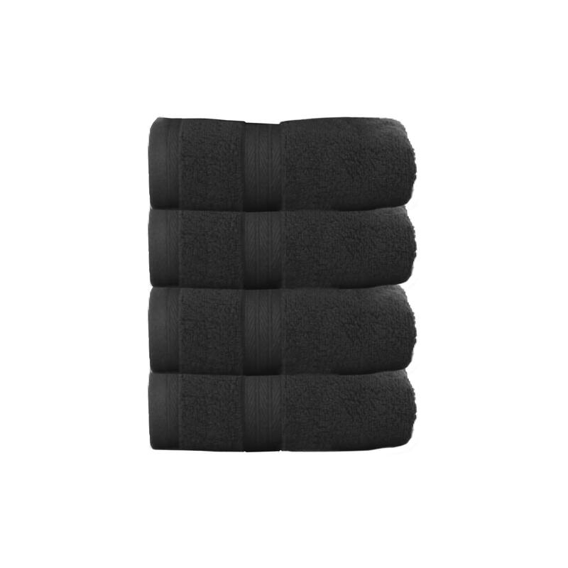 Home Weavers Elegance Essentials 550GSM Cotton Zero Twist Super Absorbent Hand Towel Set of 4 - 16"x24" - Black
