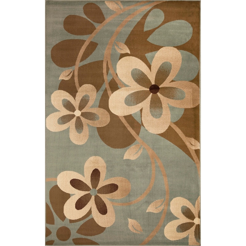 Superior Modern Bohemian Oversized Flower Vines Power-Loomed Indoor Area Rug