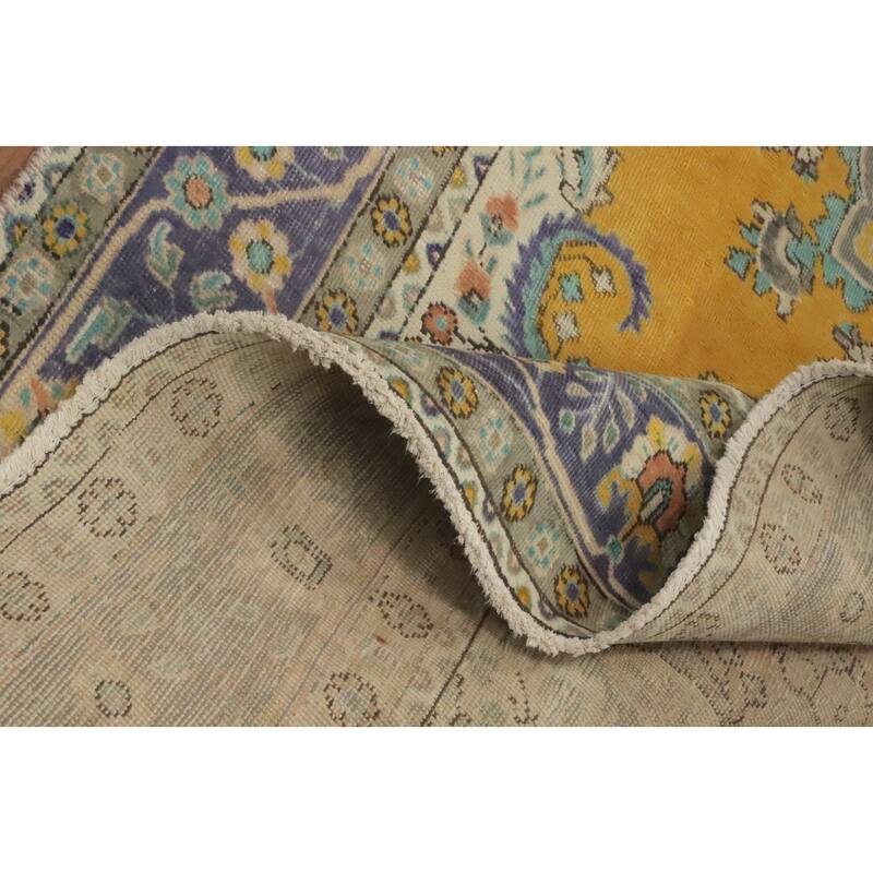 Hand Knotted Oriental 100% Wool Carpet Traditional Medallion Oranges & Rust Tabriz Area Rug - 9' 6'' X 6' 5''