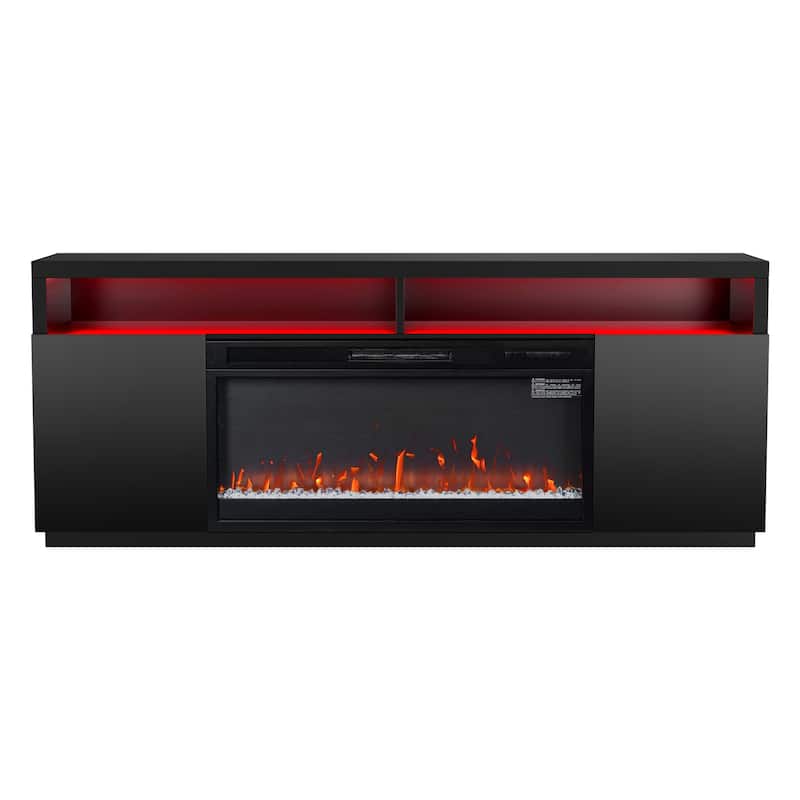 68" Modern Black RGB Electric Fireplace TV Stands Console for TVs Up to 72-inch