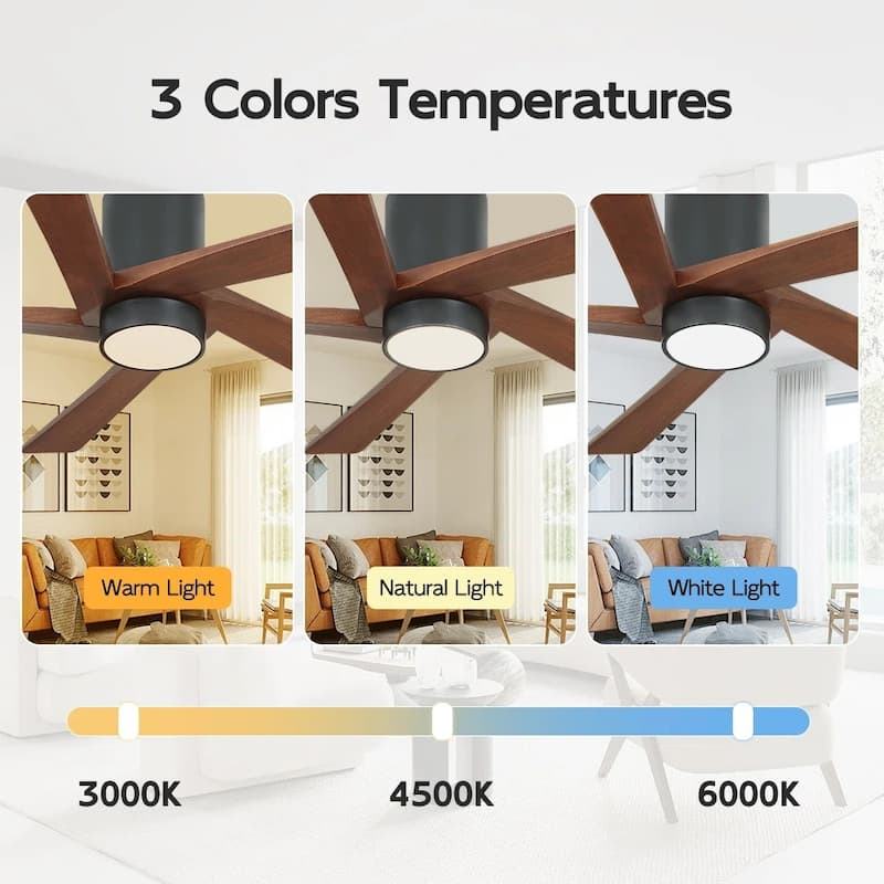 MLiAN 54" Solid Blades Indoor Flush Mount Ceiling Fan with Light Kit and Remote