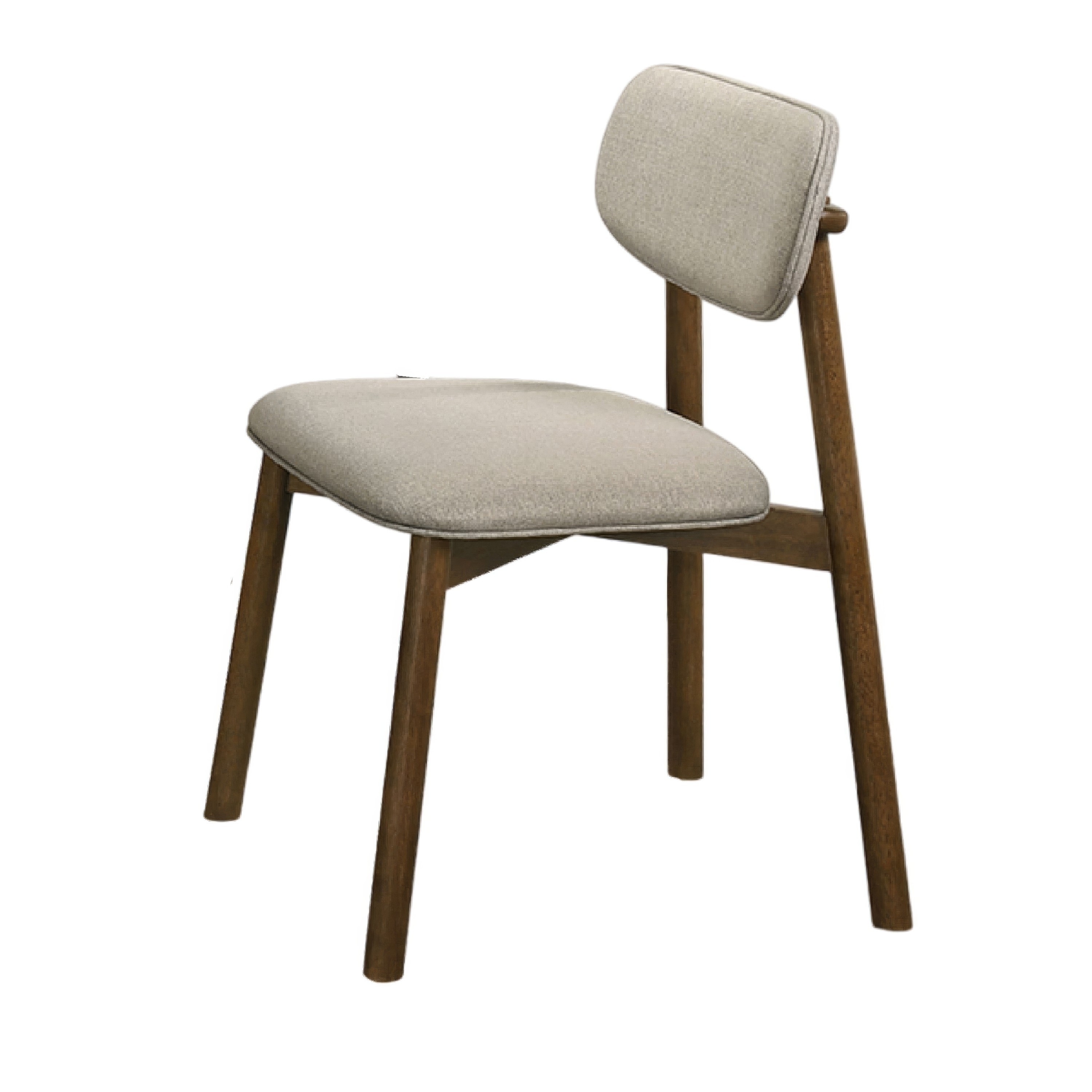 Alni Side Dining Chair Set of 2, Beige Polyester Cushions, Walnut Brown
