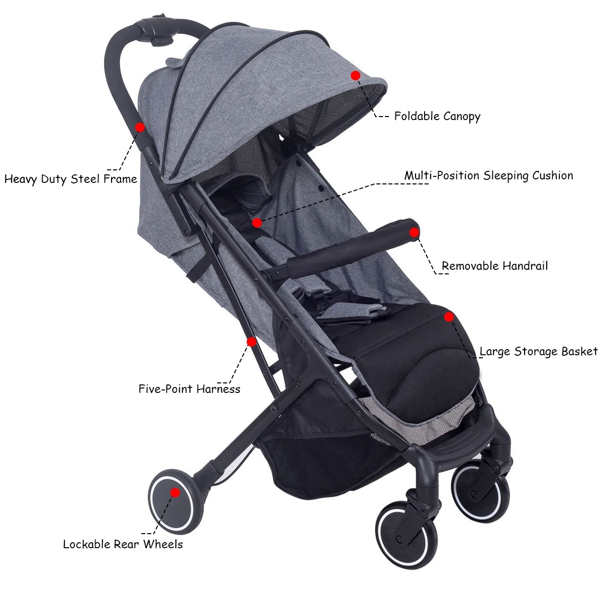 Lightweight Foldable Baby Kids Travel Stroller Pushchair Buggy