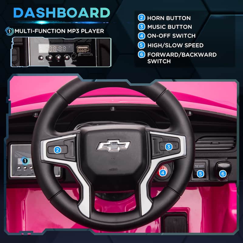 Pink Ride on Truck Car with Headlights, Electric Car for Kids with Music, Battery Powered Electric Vehicle with Dashboard