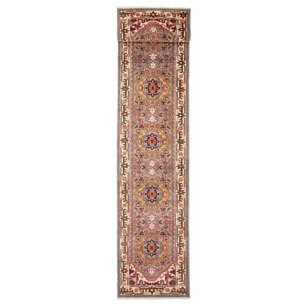 ECARPETGALLERY Hand-knotted Serapi Heritage Grey Wool Rug - 2'7 x 14'1