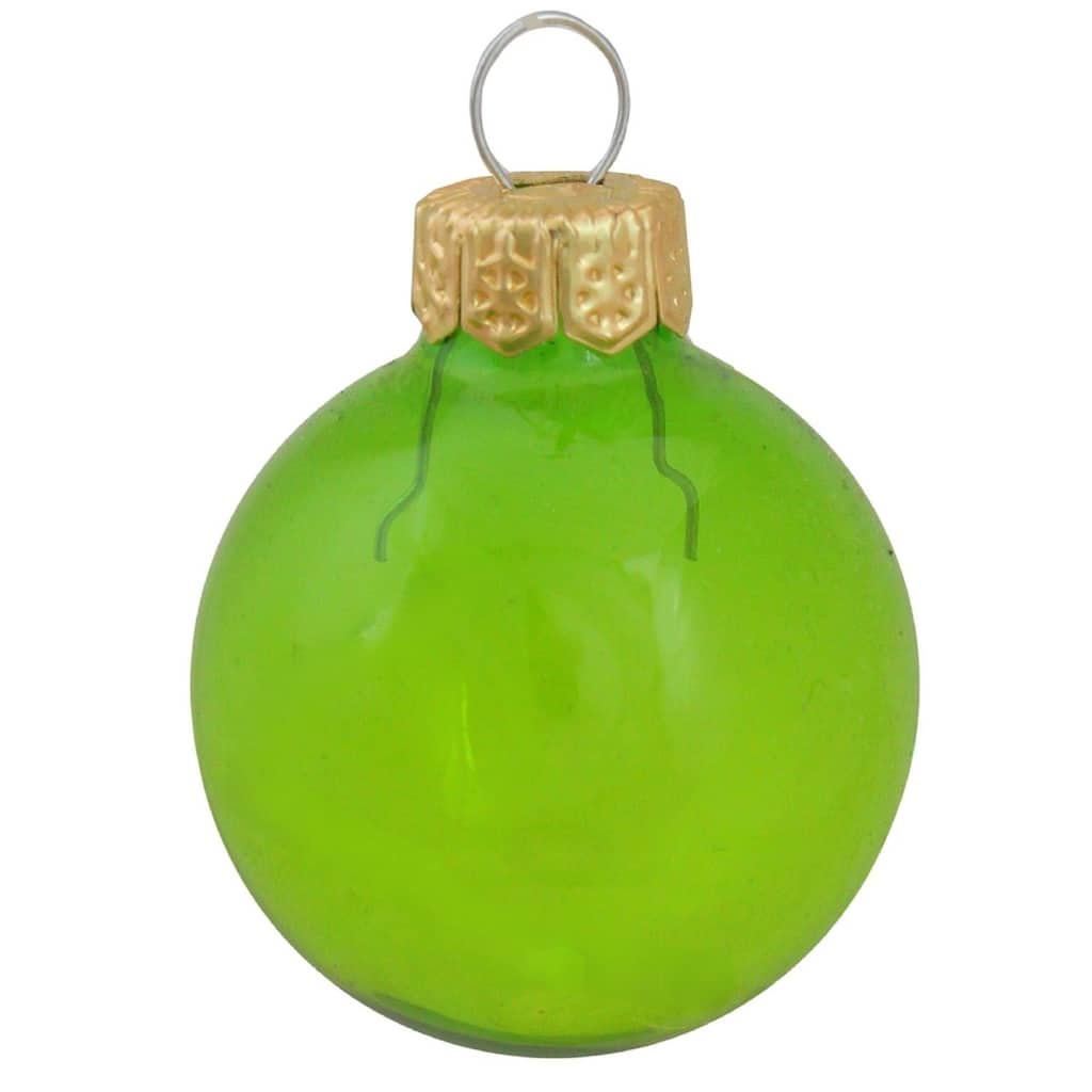 Large Transparent Finish Glass Christmas Ball Ornaments - 6" (150mm) - Green -2ct