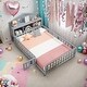 preview thumbnail 2 of 10, Kids and Baby Full Size Platform Bed with Bookcase and Chalkboard