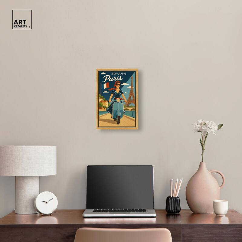 Scooter French Travel Canvas by Art Remedy