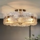 preview thumbnail 1 of 11, Uolla Modern Glam 4-Light Drum Warm Brass Semi Flush Mount Textured Glass Ceiling Light - D 15.5"* H 6.5"