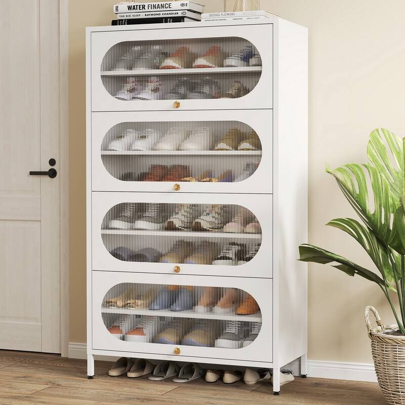 Entryway Shoe Storage Cabinet with 3/4 Flip Doors, Shoe Rack Organizer for Hallway
