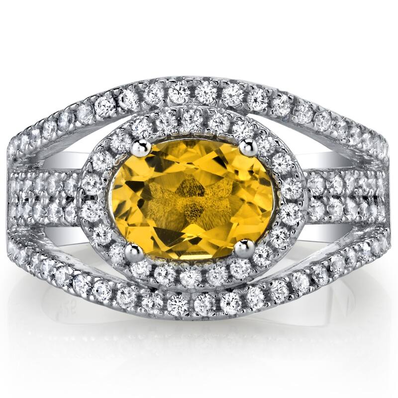 Sterling Silver 1 ct Citrine Halo Ring