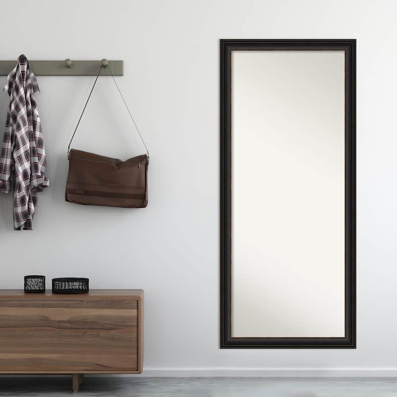 Non-Beveled Wood Full Length On The Door Mirror 50.5 x 16.5 in. - Fresco Frame - 17 x 51 in