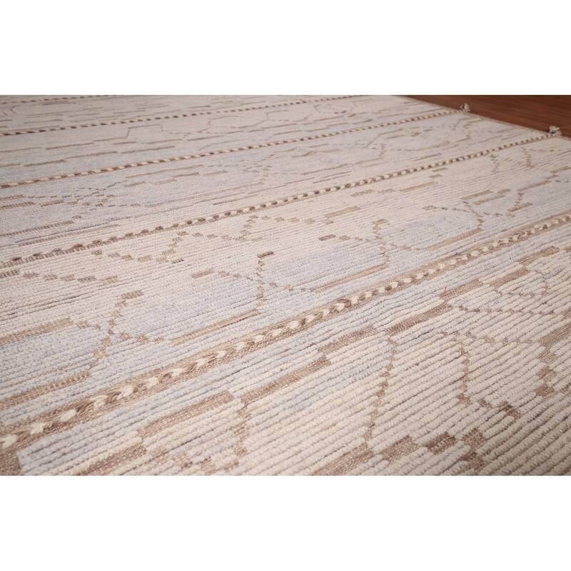 All-Over Striped Moroccan Modern Area Rug Handmade Wool Carpet - 8'0"x 12'1"