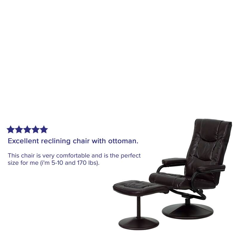 Contemporary Multi-Position Recliner and Ottoman with Wrapped Base
