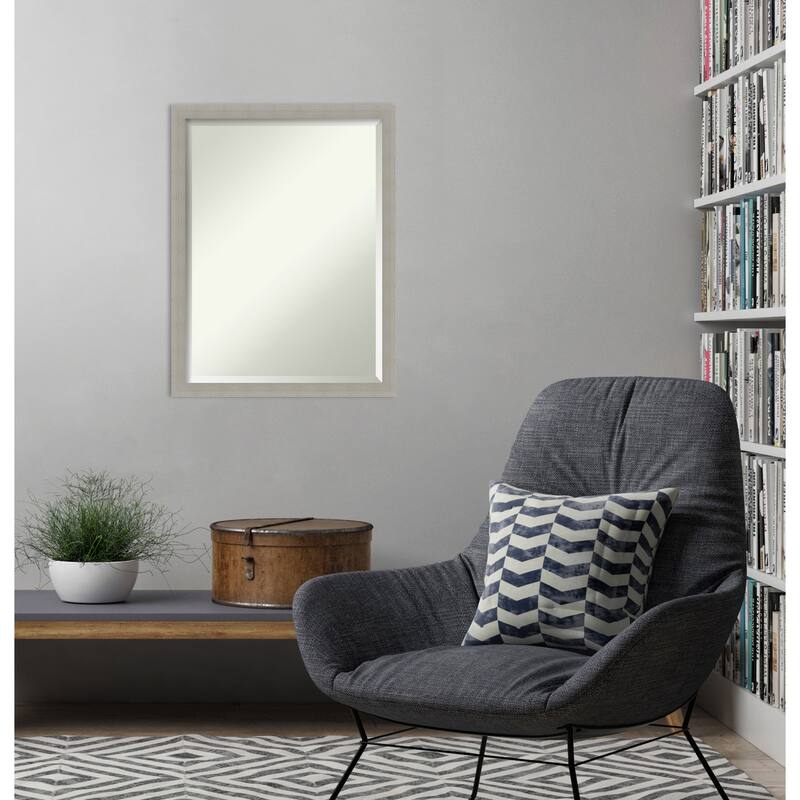 Woodgrain Stripe Beveled Wood Framed Wall Mirror