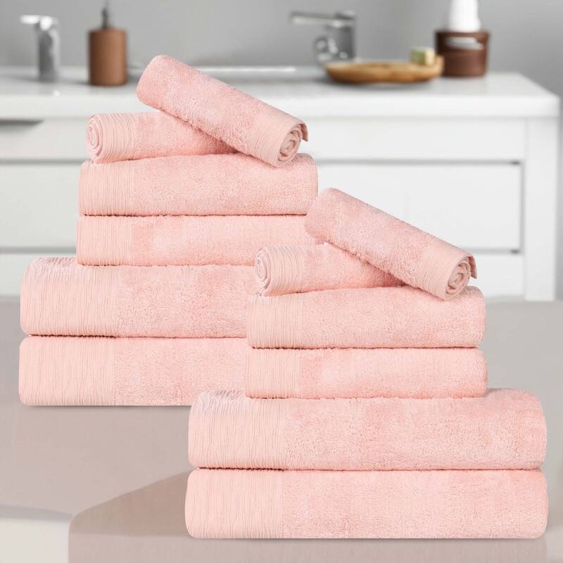 Superior Sierra Rayon From Bamboo Cotton Blend 12 Piece Bathroom Towel Set