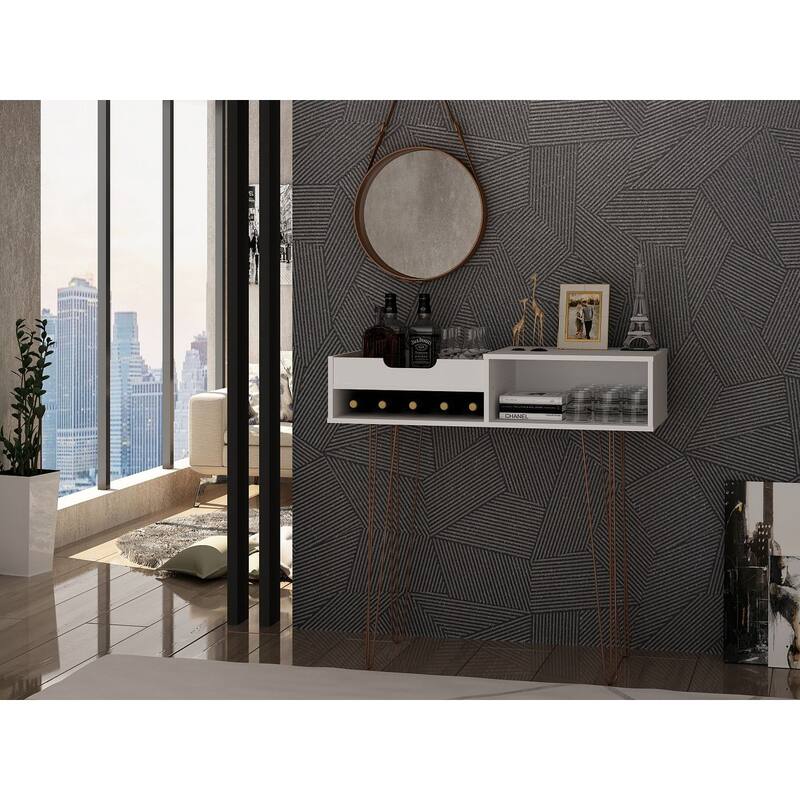 Manhattan Comfort Rockefeller 39.37 Entryway Console with 3 Compartments - White