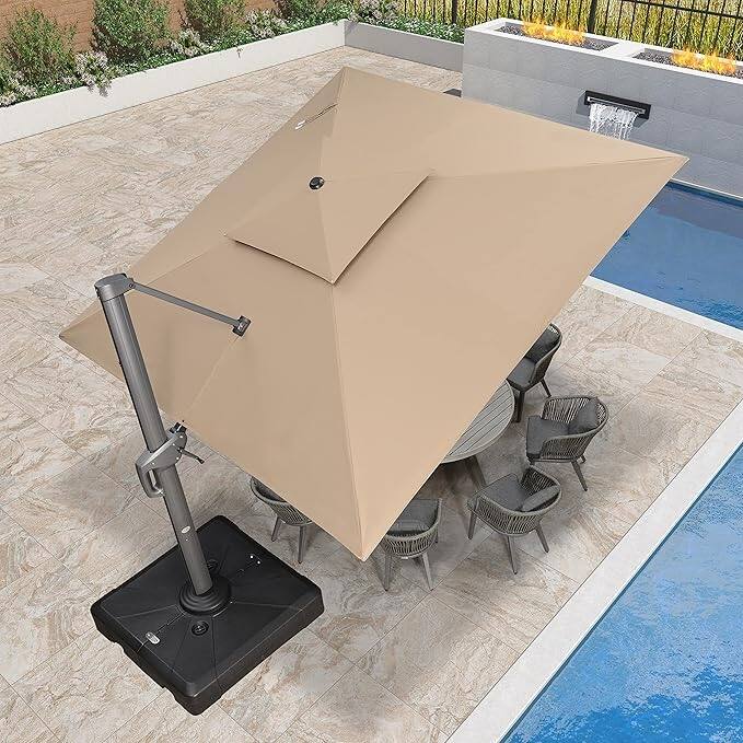 PURPLE LEAF Patio Cantilever Umbrella with 360 Degree Rotation