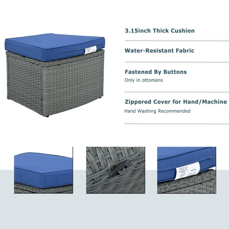 10-Piece Modular Outdoor Sectional Sofa Set, All-Weather PE Rattan with Cushions, Storage Stools & Glass Tables