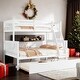 preview thumbnail 1 of 32, Twin Over Full Rubber Wood Bunk Bed with Trundle Grey