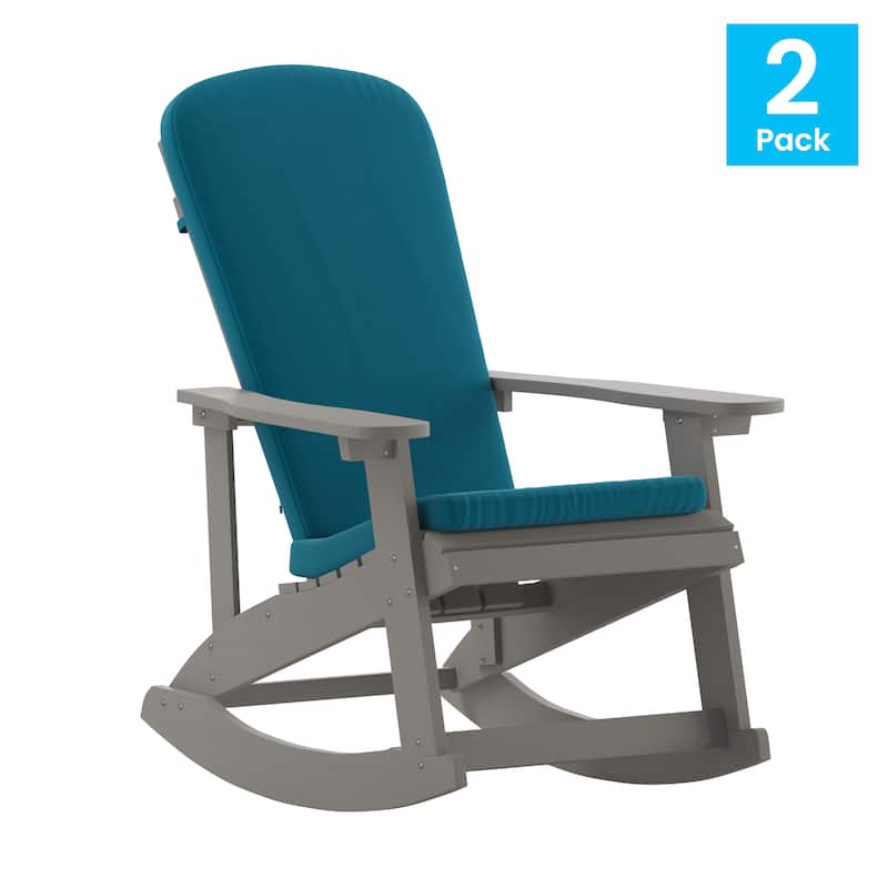 Indoor/Outdoor Rocking Adirondack Chairs with Cushions - Set of 2 - 29.5"W x 37.75"D x 39.5"H