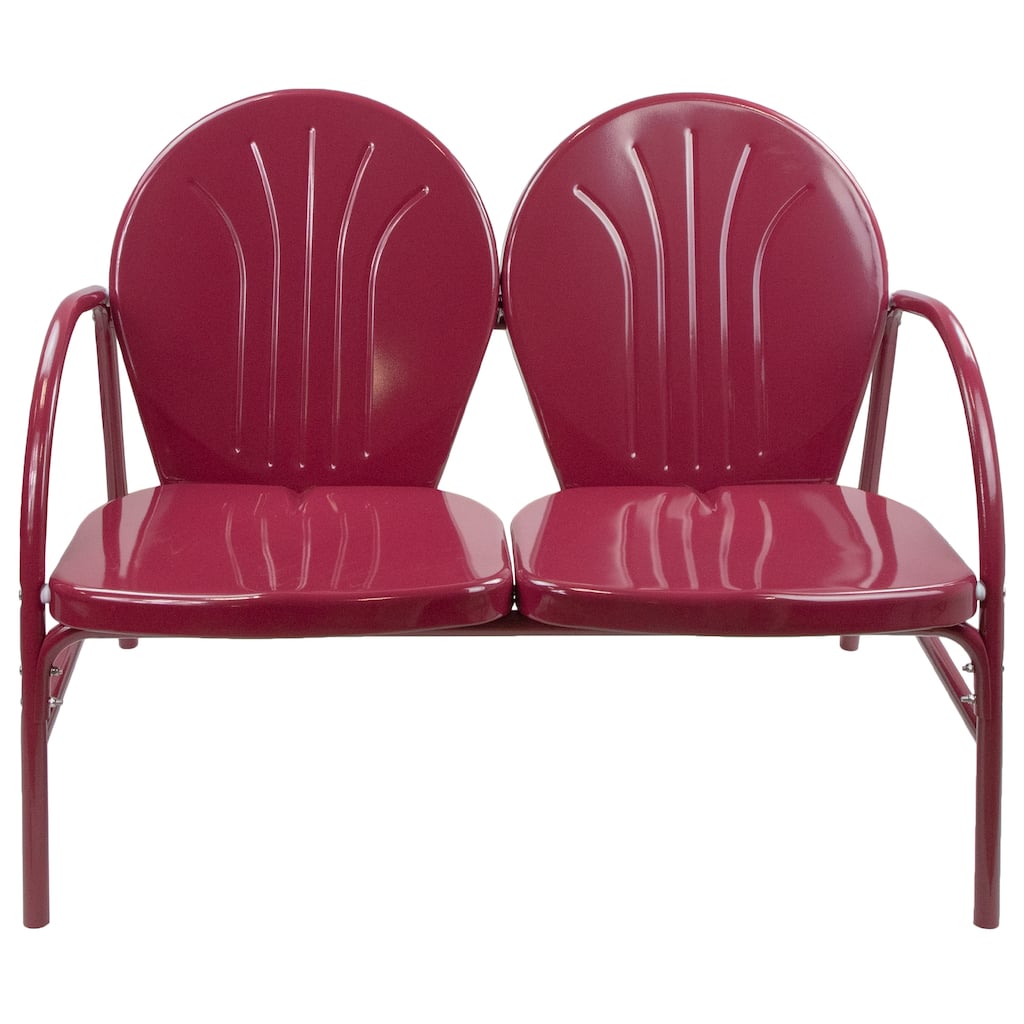42" Outdoor Retro Tulip Steel Loveseat, Mulberry