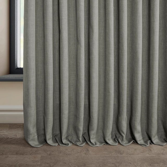 Exclusive Fabrics Faux Linen Extra Wide Room Darkening Curtain Panel