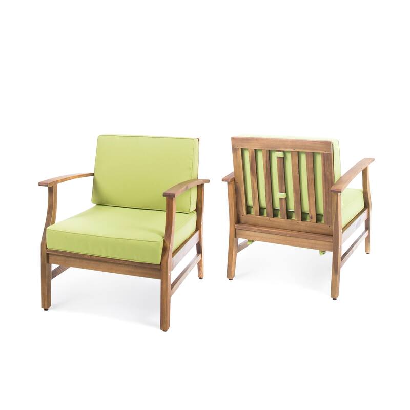 Perla Outdoor Acacia Wood Club Chair (Set of 2) by Christopher Knight Home - Green