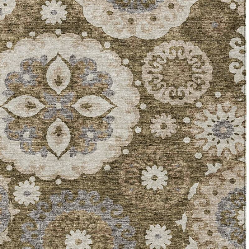 HomeRoots Floral Medallion Transitional Rectangle Outdoor Rug