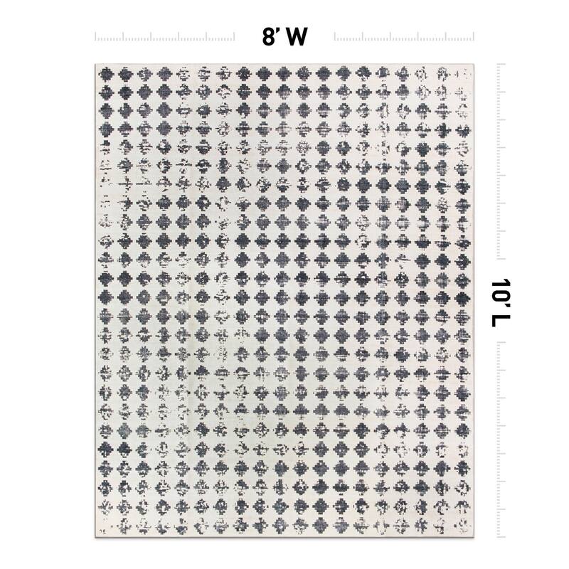 World Rug Gallery Geometric Distressed Abstract Washable Non Slip Area Rug