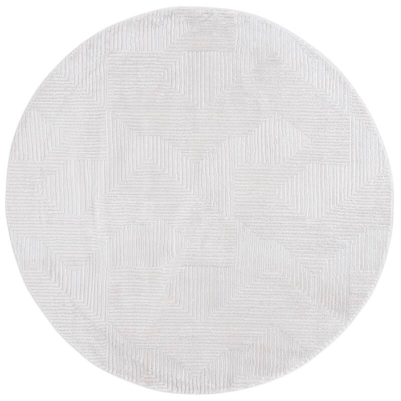 SAFAVIEH Kingston Jiong Modern & Contemporary Rug - 6'7" Round - Ivory/Light Grey