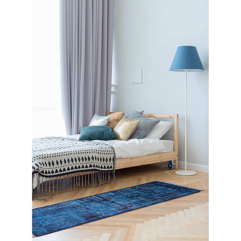 ECARPETGALLERY Hand-knotted Color Transition Blue Wool Rug - 2'6 x 8'8