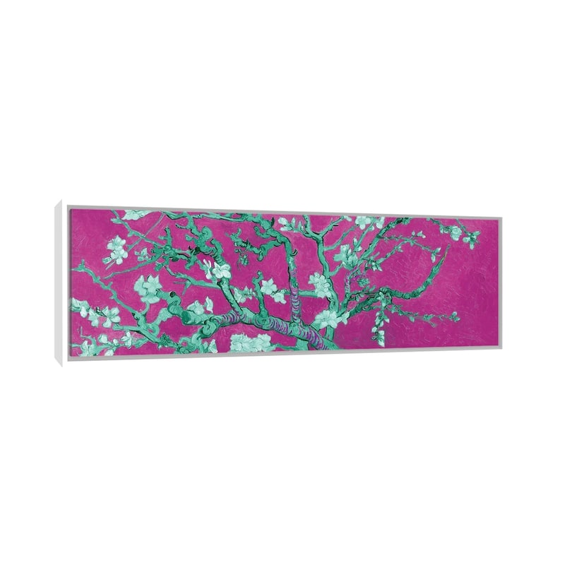 iCanvas "Almond Blossom On Magenta" by Vincent van Gogh Framed Canvas Print - 20x60 - White