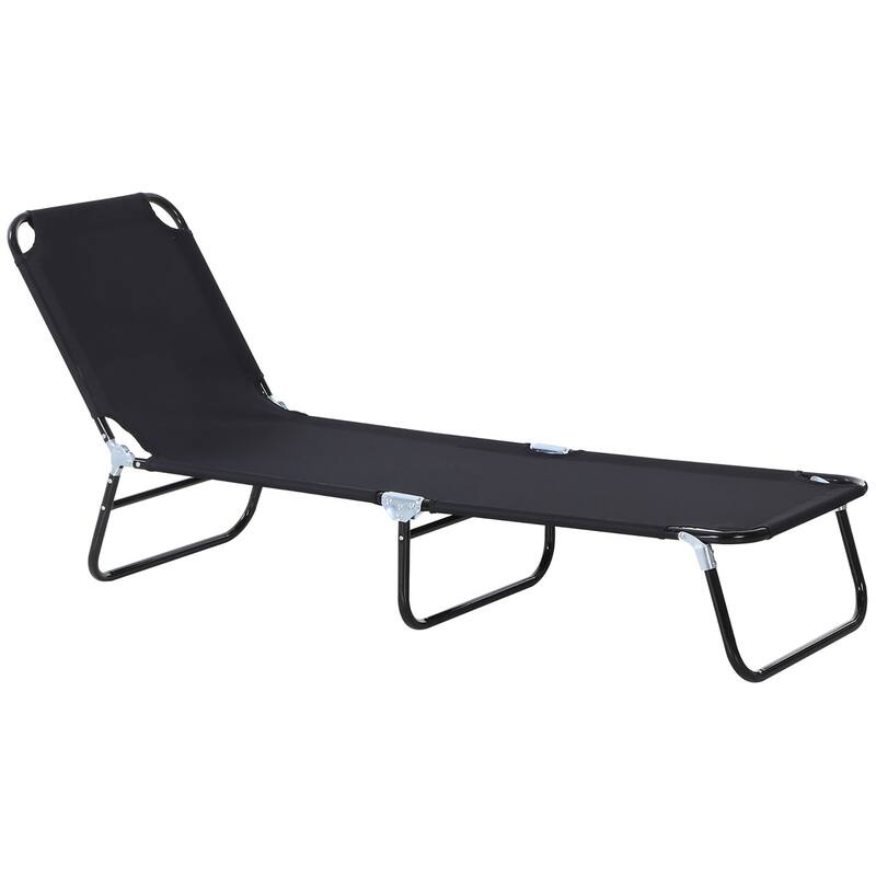 Steel Framed Terrace Sunbathing Folding Lounger - Black