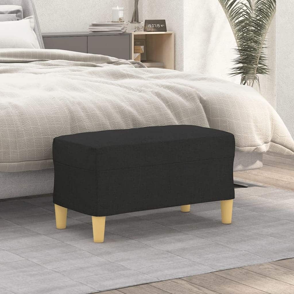 vidaXL Bench Black Polyester, Foam, Plywood Medium Bench Rectangular - 13.8 x 27.6 x 16.1 in