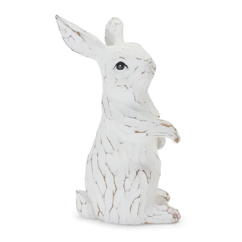 Carved Rustic Bunny Figurines - 7.5" - Set of 2